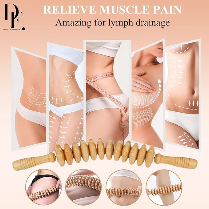 6-in-1 Wood Therapy Massage Tools – Lymphatic Drainage Massager Maderoterapia Kit Wooden Massager Body Sculpting Tools for Muscle Pain Relief - Wood Therapy Tools for Body Contouring and Shaping