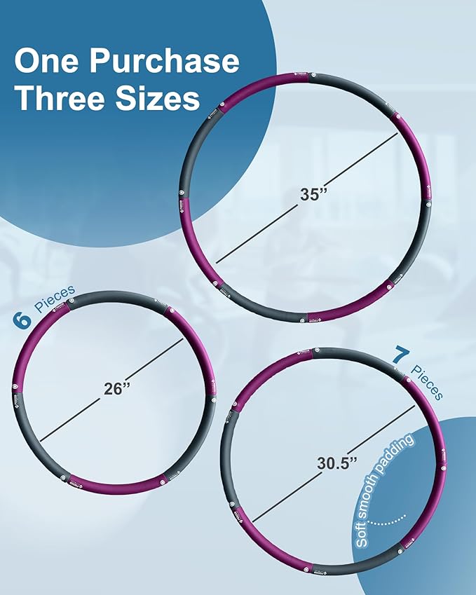 FEECCO Weighted Fitness Hoop, 8 Detachable Sections for Weight Loss