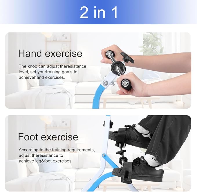 Pedal Exercise Bike for Seniors - Adjustable Resistance Arm Bike, Portable Home Exercise Equipment for Hands, Arms, Legs & Knees