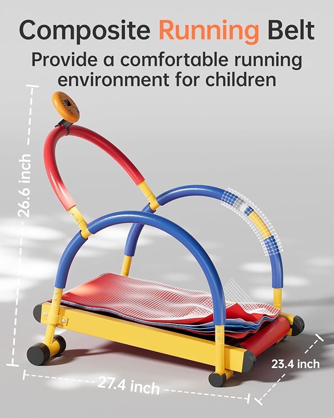 Treadmill for Kids with Handle Bar, XBD Incline Walking Pad Workout Equipment with LED Display, Toddler Treadmills for Home Boys Girls Ages 4+ 150Lbs Capacity