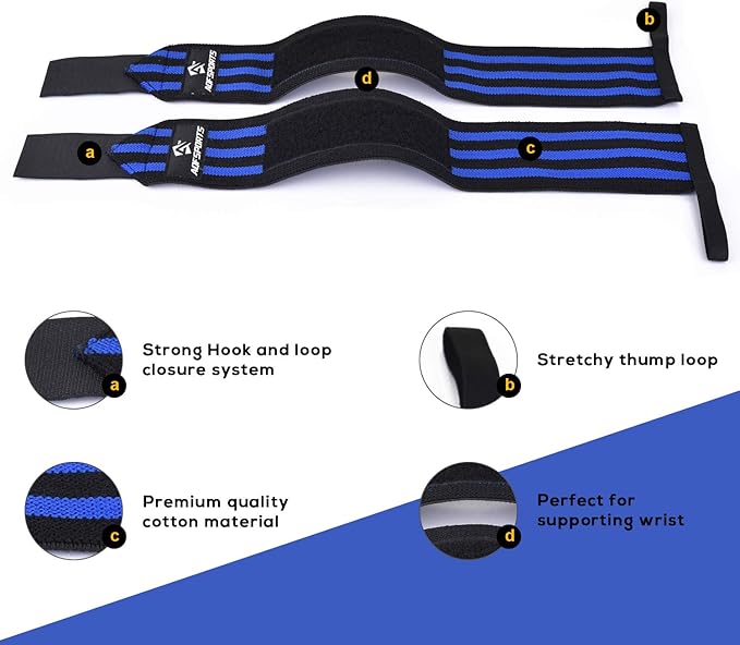 AQF Wrist Wraps for Weightlifting - USPA & IPL Approved 18" Gym Wrist Support with Thumb Loop - Heavy Duty Lifting Wrist Straps for Fitness, Workout, Powerlifting, & Bodybuilding (Pair)