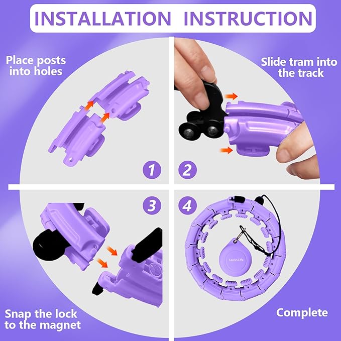 30/24/12 Knots, Upgraded Magnetic Lock Weighted Hula Hoop for Kids Adults Weight Loss, Infinity Hoop Plus Size, Home Indoor Outdoor, Fitness Exercise, Abdominal Toner