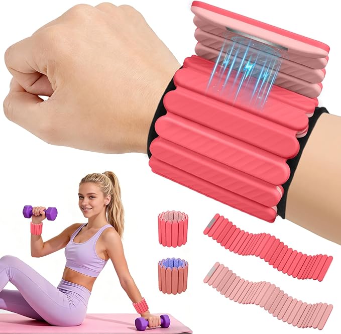 Abahub Wearable Wrist & Ankle Weights Set of 2, Stackable Magnetic Weighted Bracelet for Women, Waterproof Silicone Arm Leg Weights for Home Gym Workout, Running, Yoga & Pilates