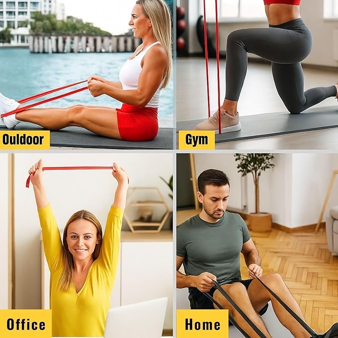 5 Pcs Professional Resistance Bands. Latex-Free, Elastic Band, Work Out Bands, Stretch Bands for Working Out Women or Men, Exercise Bands Set for Physical Therapy, Yoga, Pilates