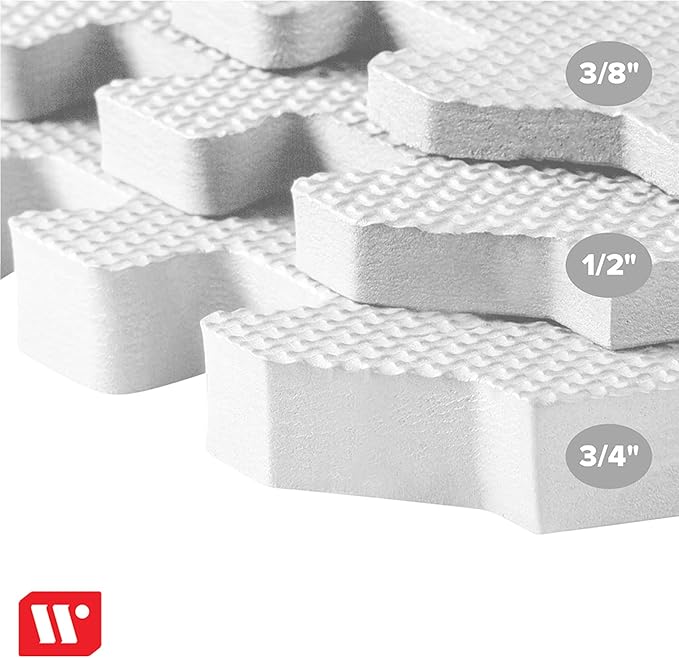 We Sell Mats 3/8" Thick Multipurpose EVA Foam Exercise Floor Mat, Interlocking Tiles, Anti-Fatigue for Home or Gym