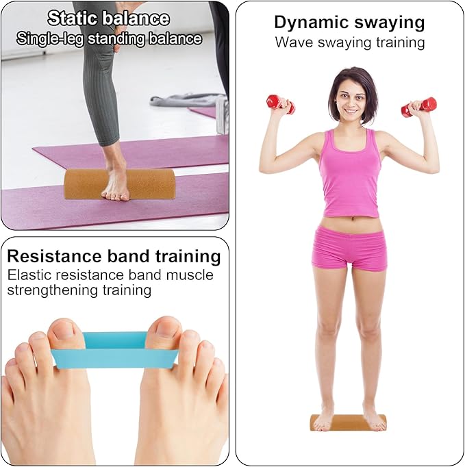 Cork Balance Board Foot Strengthener, Natural Cork Balance Board Ankle Stability Trainer for Foot Function Training Enhance Joint Stability Improve Body Posture