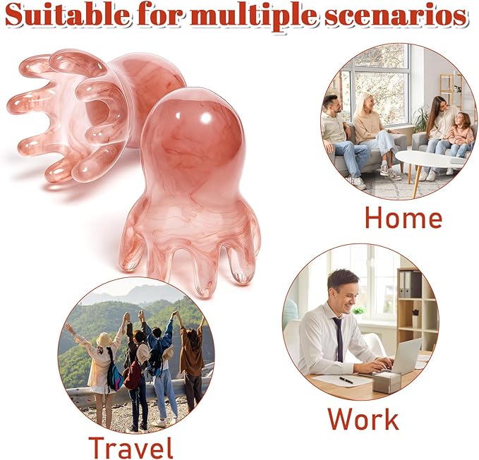 2 Pcs Octopus Head Massage Comb, Manual Scalp Massage Tool for Head and Body Relaxation Portable Acupressure Massager for Home Office