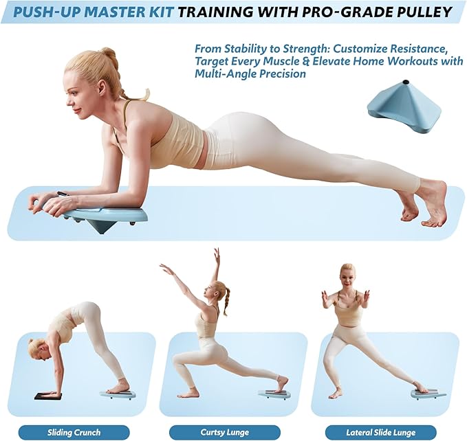 Pilates Board & Reformer Machine Set - Foldable Home Pilates Equipment, 6-in-1 Multifunctional Pilates Sliding Board for Women/Men, Portable Pilates Reformers Workout Machine 2025 Pro Version