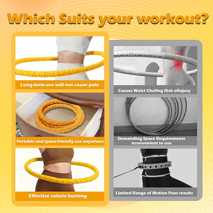 3 lbs Soft Weighted Hoop for Adults -Fold Gentle Fat Burning and Waist Toning, Pinch-Proof Design,Soft Material Won't Irritate Skin， Perfect for Home/Travel/Postpartum Recovery