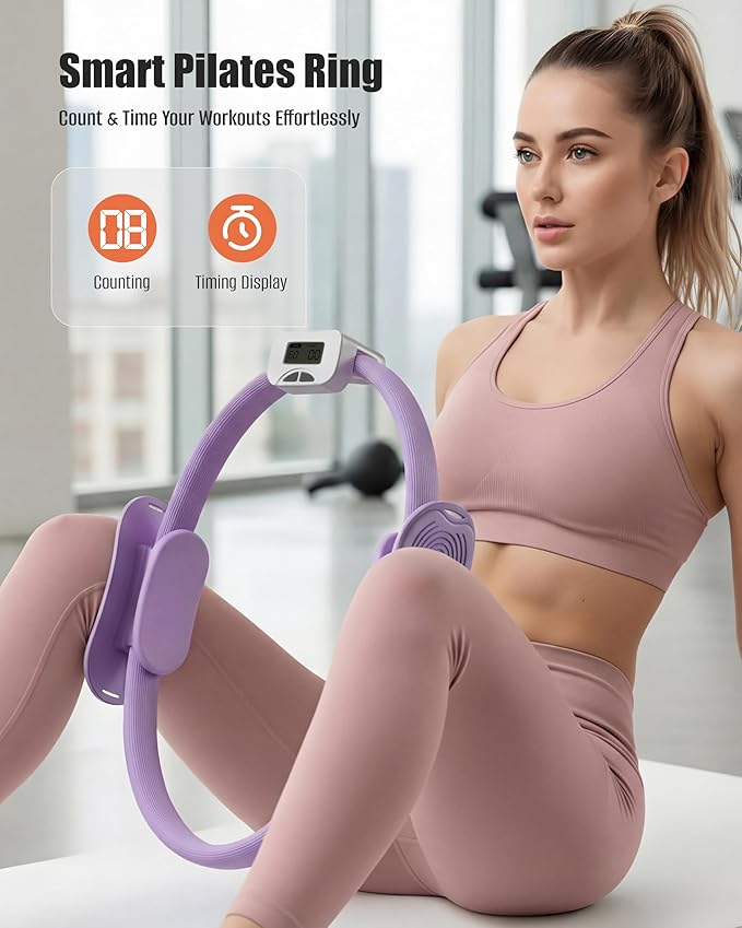 MaxU Pilates Essentials Kit for Women – Pilates Ring with Counter, Home Pilates Workout Kit with 14" Pilates Ring & Ball Set, Resistance Bands and Grip Socks – Ideal for Beginner Home Workouts