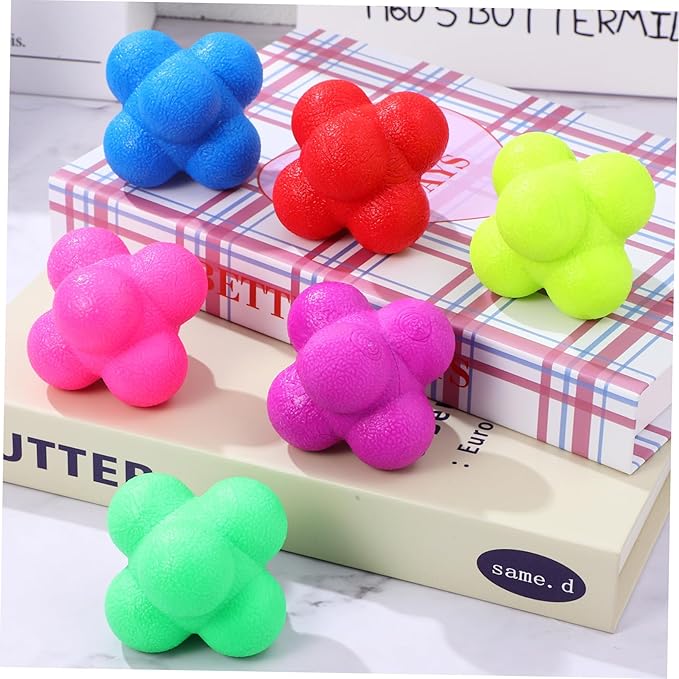 Toyvian 6Pcs Hexagonal Reaction Balls Exercise Equipment for Agility and Reflex Training Fun Sports Activity for All Ages Lightweight and Unpredictable Bouncing Fun