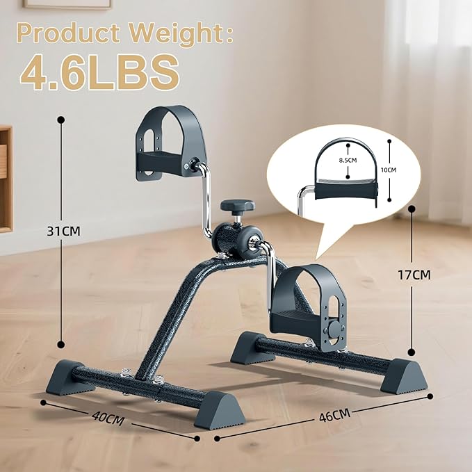 Under Desk Elliptical & Mini Exercise Bike – Seated Leg Exerciser & Pedal Machine for Seniors Arm & Leg Workout, with Non-Slip Covers & Multiple Adjustable Resistance/Speeds