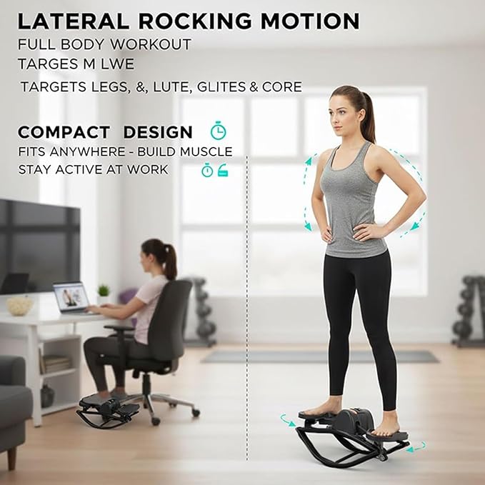 Rock Stepper Side to Side, Rock Stepper Machine, Lateral Rocking Steppers, Portable Fitness Steppers Workout Machine, Compact Rocker SteppersWorkout Exercise Equipment, for Knees Joints Legs Glutes