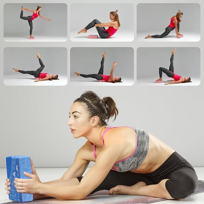2-Pack Yoga Blocks, High-Density 9"x6"x3" Yoga Brick Foam Blocks Non-Slip EVA Foam Block Yoga Props Accessories for Yoga Pilates Stretching and Meditation