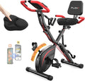 Pleny Folding Exercise Bike, 5 IN 1 Stationary Bikes for Home 6.6 LBS Flywheel, 330LB Weight Capacity Back Support Cushion Indoor Workout Cycling Bike for Home Gym