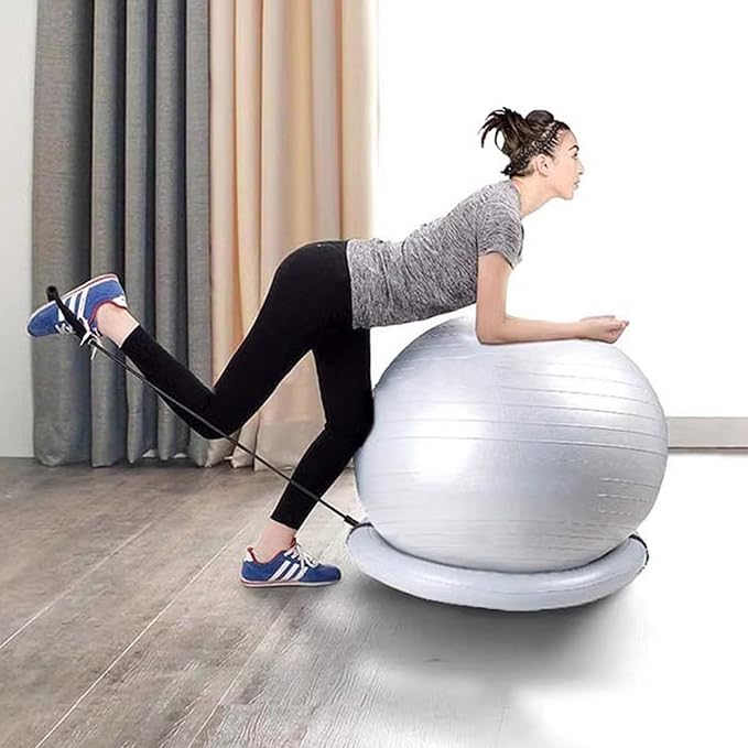 Exercise Ball Chair with Anti-Slip Stability Base, 55/65/75cm Anti-Burst Balance Ball for Office Use, Gym, Pilates, and Yoga, Perfect for Pregnancy and Childbirth.