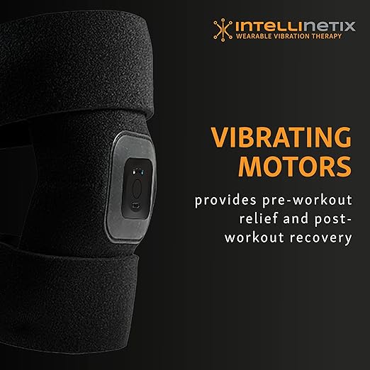 Brownmed - Intellinetix Knee/Elbow Therapy Wrap - Active Wrap for Elbows & Knees that Offers Massage - Elbow & Knee Compression Sleeve with Wearable Massager - Premium Knee & Elbow Support