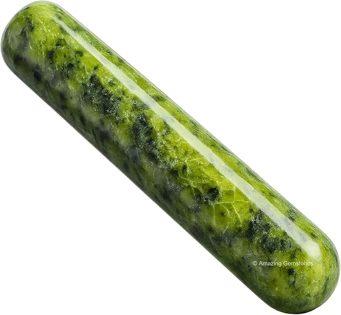 Amazing Gemstone Green Jade Crystal Wand Massage Stick - Pelvic Wand Gua Sha for Adults - Crystals and Healing Stones Massage Wands for Adults Gifts (Smooth)