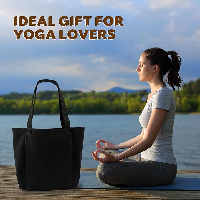 Yoga Mat Carrier, Gym Bag With Yoga Mat Holder, Women Canvas Tote With Shoulder Strap For Pilates, Travel, Office, Sports, Workout And Beach – Inner Zippered Pocket, Fits Standard And Small Mats