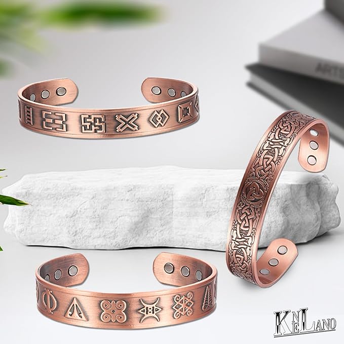 Copper Bracelet for Men 99.9% Pure Copper Magnetic Bangle with 6pcs 3500 Gauss Magnets, Copper Magnetic Bracelet for Men Copper Bracelets Jewelry Gift Gifts for Men Dad