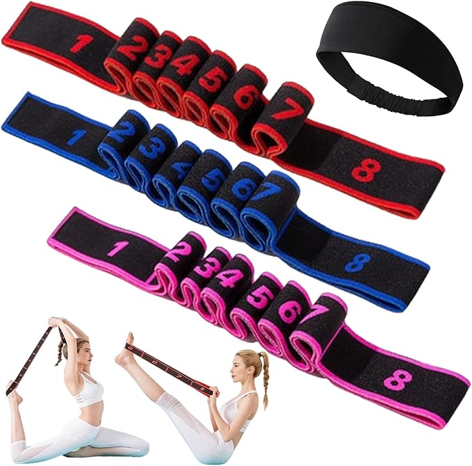 Fitness Resistance Band for Stretching and Yoga, Fashion Puller Exercise, Fitness Resistance Bands with Handles, Adjustable 8 Segment Numbered Resistance Band for Full Body