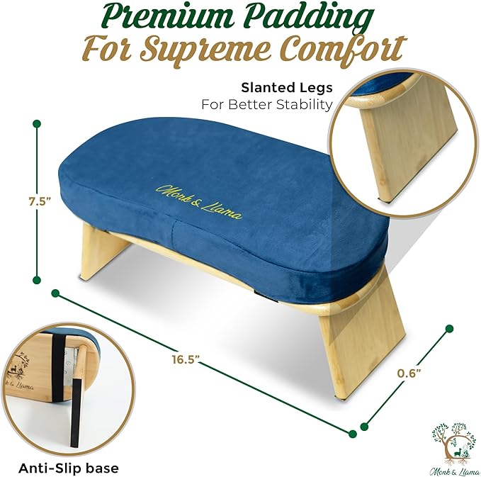 MONK & LLAMA Meditation Bench - Foldable, Ergonomic, Bamboo Kneeling Stool— Perfect Seiza Bench Meditation Stool Chair for Prayer & Travel - Deeper & Enjoyable Sessions