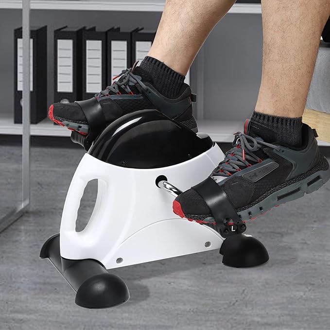 Under Desk Pedal Exerciser with LCD Screen Displays Design for Legs and Arms Workout, Suitable for Office and Home Soft Training (White)