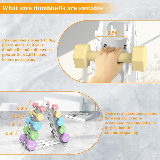 Dumbbell Rack 5 tier(Dumbbells not included), A-Frame Metal Dumbbell Holder with Handle, Multilevel Weight Storage Organizer for Dumbbells, Tree Shape Compact Weight Rack/Holde(White)