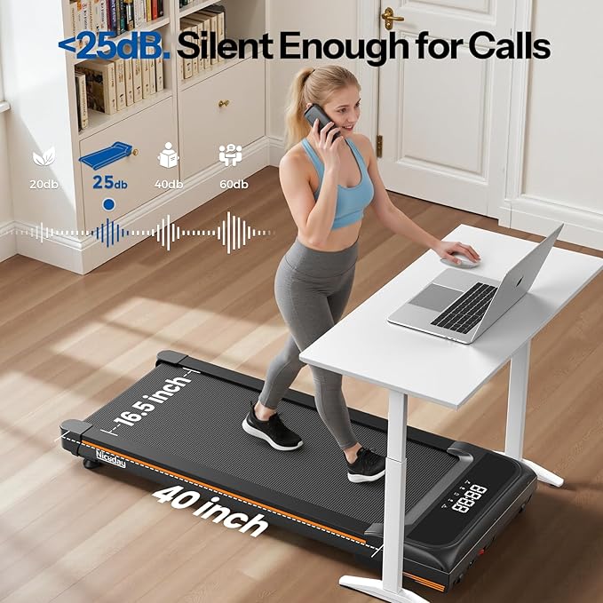 Niceday Walking Pad Treadmill with 10% Auto Incline, 400lbs Capacity, Under Desk Treadmill for Home Office, 16.5" Widened Running Belt, 3HP Super Quiet Brushless, Magnetic Remote & Preset Goals