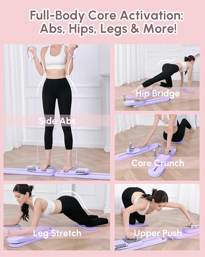 Pilates Board - Multi-Functional Pilates Reformer for Core & Abdominal Training, Top-Tier Pilates Equipment for Women’s Home Fitness