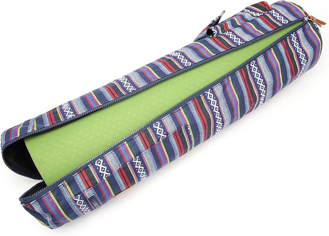 Canvas Yoga Mat Bag with Adjustable Strap & Pockets, Full-Zip Travel Gym Tote for Women & Men, Fits 1/4" & 1/3" Thick Mats, Lightweight Carrier for Yoga, Studio, Workout, Outdoor Use
