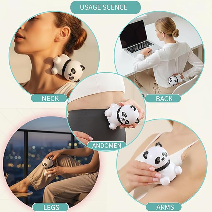 Mini Handheld Massager, Small Handheld Massager for Whole Body, Shoulders, Neck, Back, Leg, Pain Relief & Relaxation - Panda Gifts (White)
