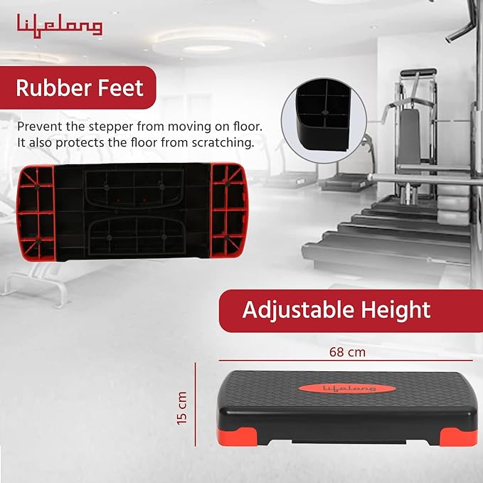 Lifelong LLAS01 Polypropylene Aerobics Stepper (Black and Red)