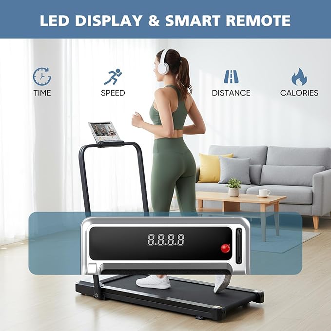 OLIXIS Walking Pad Treadmill for Home, Under Desk Treadmill for Small Space, Portable Design for Home Office Workouts, LED Display with Remote Control, Low Noise