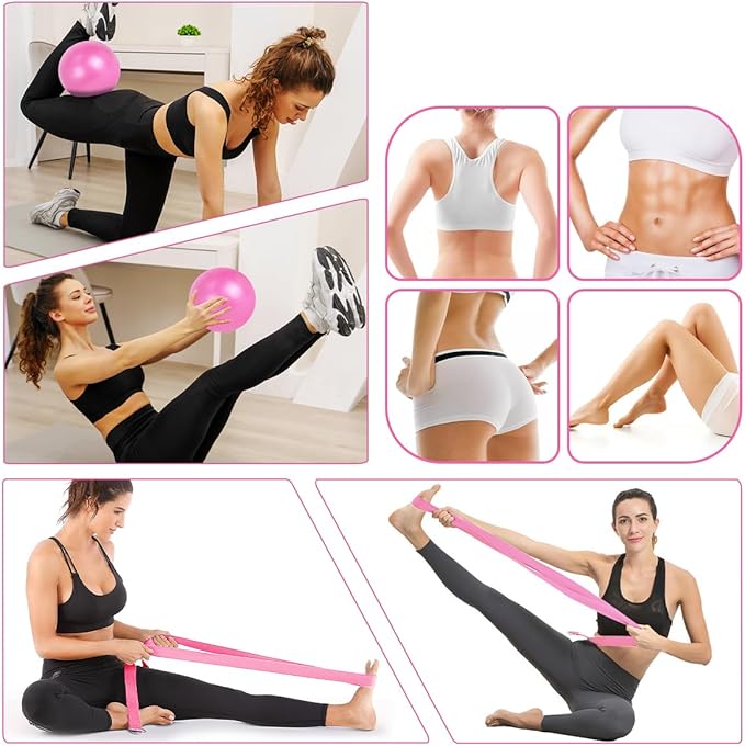 13 Pcs Pilates Kit for Women - Home Pilates Equipment Set with Magic Circle Resistance Bands Yoga Ball for Beginners Full Body Toning Thighs Arms Hip Workout