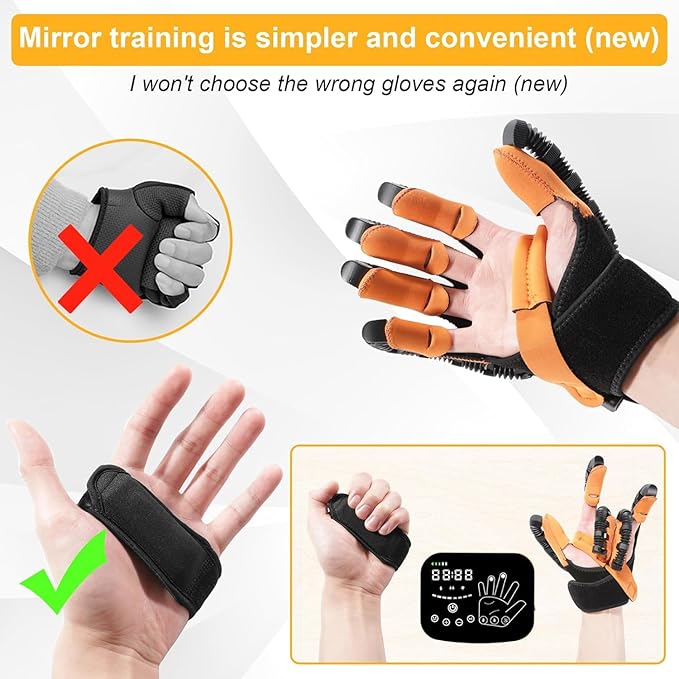 6th Generation Upgrade Rehabilitation Robot Gloves for Stroke Recovery – Hand Weakness & Hemiplegia Home Physical Therapy Device with Mirror Training & Multi-Mode (Left Hand, L)