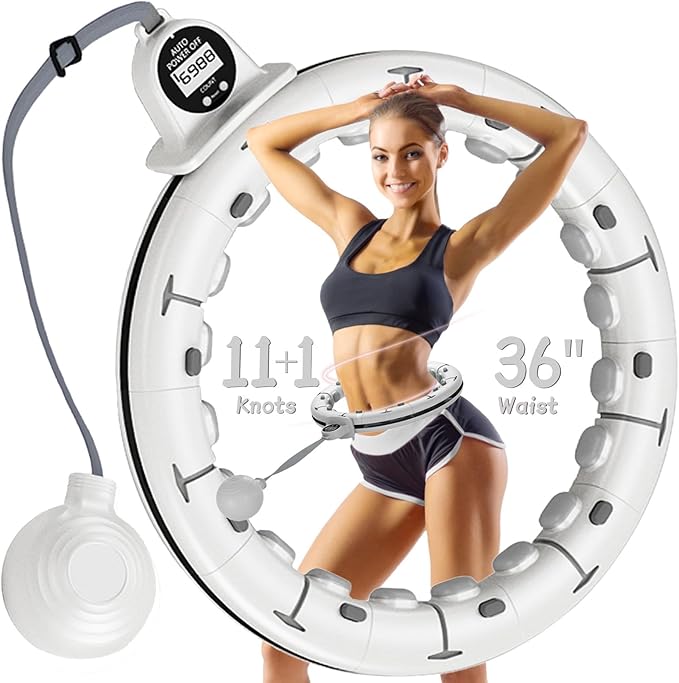 30/24/12 Knots, Upgraded Magnetic Lock Weighted Hula Hoop for Kids Adults Weight Loss, Infinity Hoop Plus Size, Home Indoor Outdoor, Fitness Exercise, Abdominal Toner