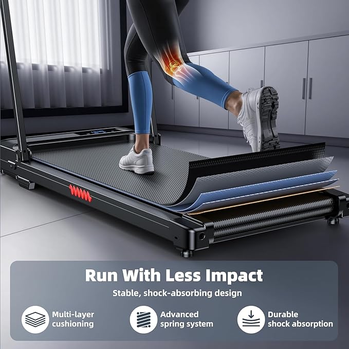 Walking Pad Treadmill for Home - Folding Treadmills with Handle Bar Portable Compact Fold up Indoor Foldable Handles Electric Walk Pads Small Spaces Mini Running Quiet Under Bed Office