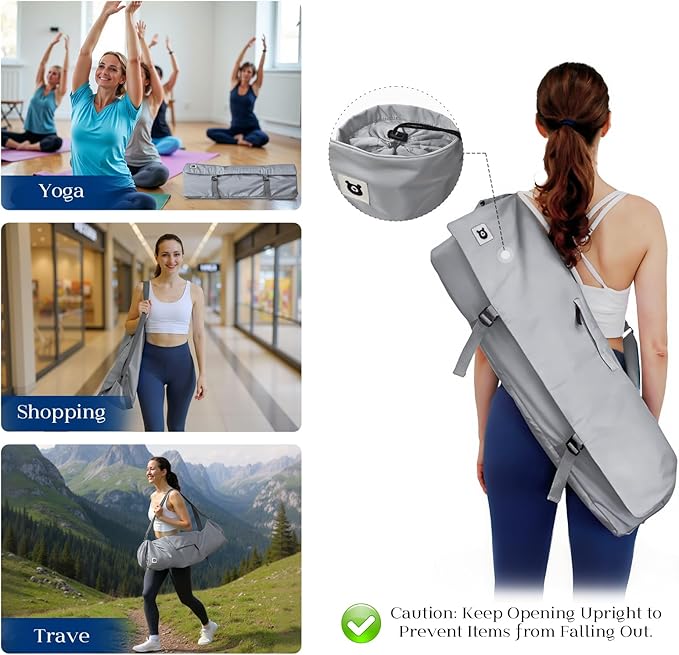 Tumaz Yoga Mat Bag | Padded Adjustable Shoulder Strap | Fits Up to 26" Mats | Multi-Pocket Storage for Essentials | Heavy-Duty G-Hook Closure | Lightweight & Durable for Yoga, Pilates & Fitness