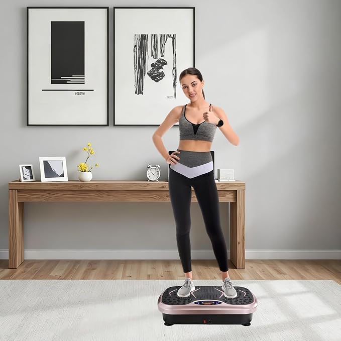 MAMIZO Vibration Plate Exercise Machine, Full Body Workout Shake Board Vibrate Platform for Lymphatic Drainage Weight Loss, with Loop Bands & Remote, Workout Equipment for Home Women Men