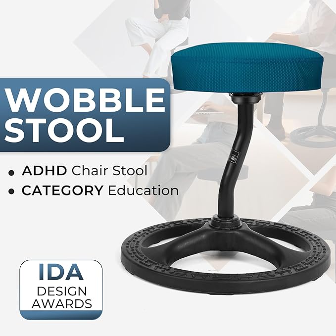 ADHD Chair for Kids, Yoga Chairs for Adults, Wobble Stool Active Flexible Seating Desk Chair with Non-Slip Base and Washable Seat Cover for Stability, Balance, Yoga, Office, School, Classroom