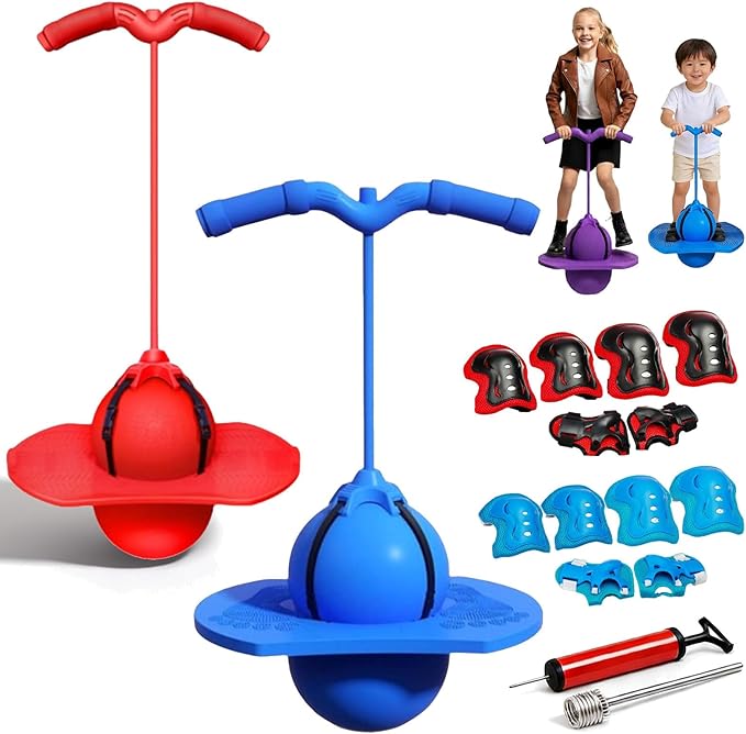 Childrens Balance Jumping Ball, 2026 Upgraded Non-Slip Jumping Balance Board for Kids, Crazy Bouncing Ball with Handle and Pump, High Jump Toy Bounce Jump Trick Board for Kids & Adults