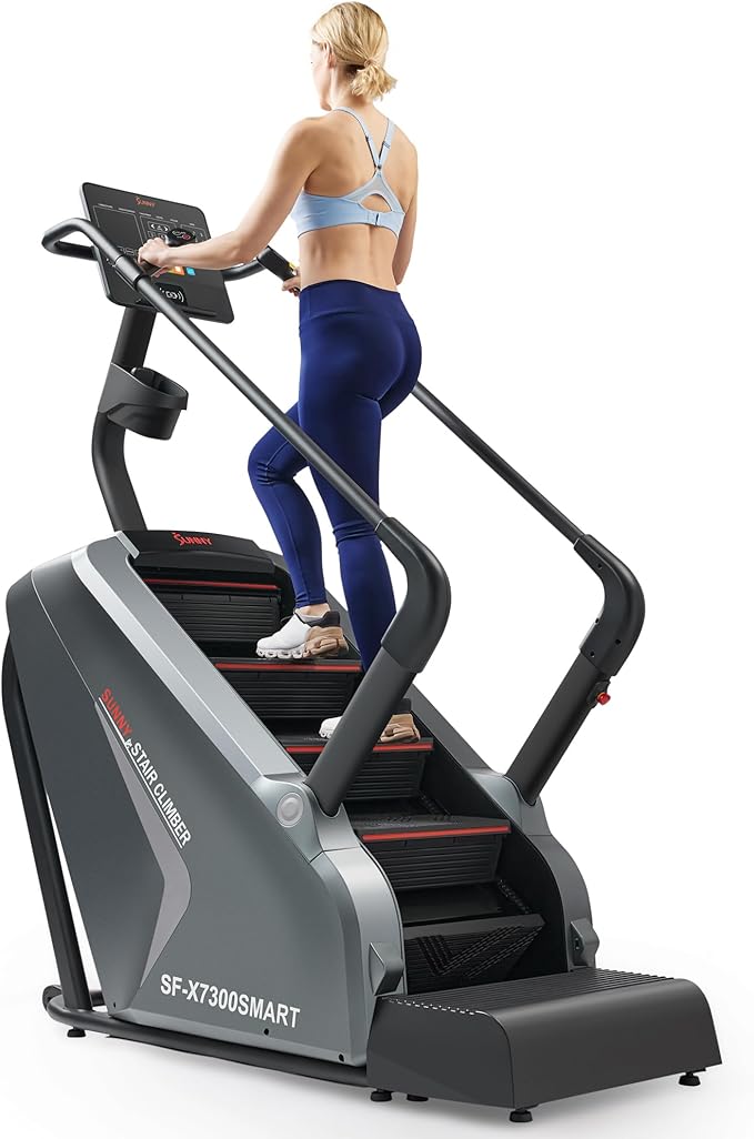 Sunny Health & Fitness Premium High-Intensity Smart Stepper Stair Climber, Commercial Grade, Cardio Workout Programs, Free SunnyFit App Bluetooth Connection, 350-400 LB Weight Capacity