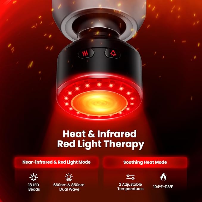 BOB AND BRAD C2 Ultra Massage Gun with Heat, Red LED & Infrared, FSA Eligible Deep Tissue Percussion Massager for Pain Relief, Electric Muscle Recovery for Athletes, HSA Approved