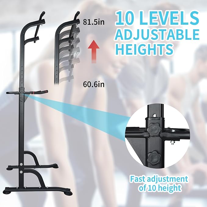 Adjustable Height Dip Bar Station, Heavy Duty Dip Station for Home Gym,Multi-function Dip Station Pull Up Bar Full Body Strength Training Workout Fitness Equipment for Tricep Dips