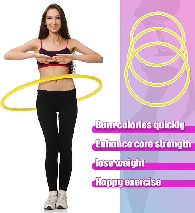 Exercise Fitness Hoop for Women 37 Inch Removable Adjustable Weighted Hoop Suitable for Adult Weight Loss and Home Fat Burning Exercise Workouts Gym