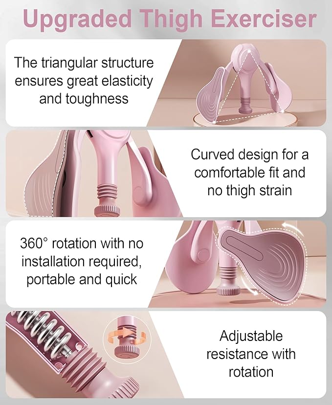 Pelvic Floor Exercise Devices 15-70 LB Adjustable Pelvic Floor Trainer Women Men, Kegel Exercise Equipment Inner Thigh Exerciser for Postpartum Recovery, Thigh and Pelvic Trainer with Band