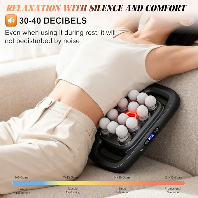 16 Head Massage Gun Deep Tissue, Body Massage for Back, Shoulders, Neck, Legs, Foot, Massage Gun deep Tissue, Percussion Massager with 3 Modes & 30 Intensities Body Muscle Pain Relief(Grey)