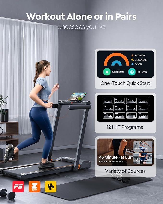 Walking Pad Treadmill with 10% Incline, Under Desk Treadmill, Compact Portable Treadmills for Home Office, 285lbs Capacity, APP/Remote Control, Exercise Anytime, Low-Noise