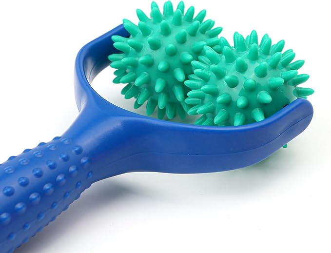 2PCS Handheld Spiky Massage Balls Rollers Compact and Portable Muscle Relaxation Tools with Handle-Deep Tissue for Pain Pressure Relief Whole Body Sensory Self Relax Massager Stick